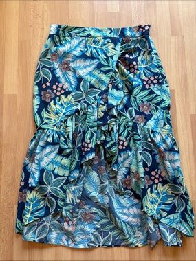 Fashion Nova Tropical Print high-low Midi Skirt  - L